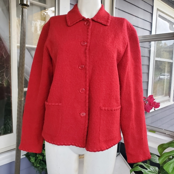 Vintage Talbots Petites 100% Wool Red Jacket Size Small - Picture 6 of 9
